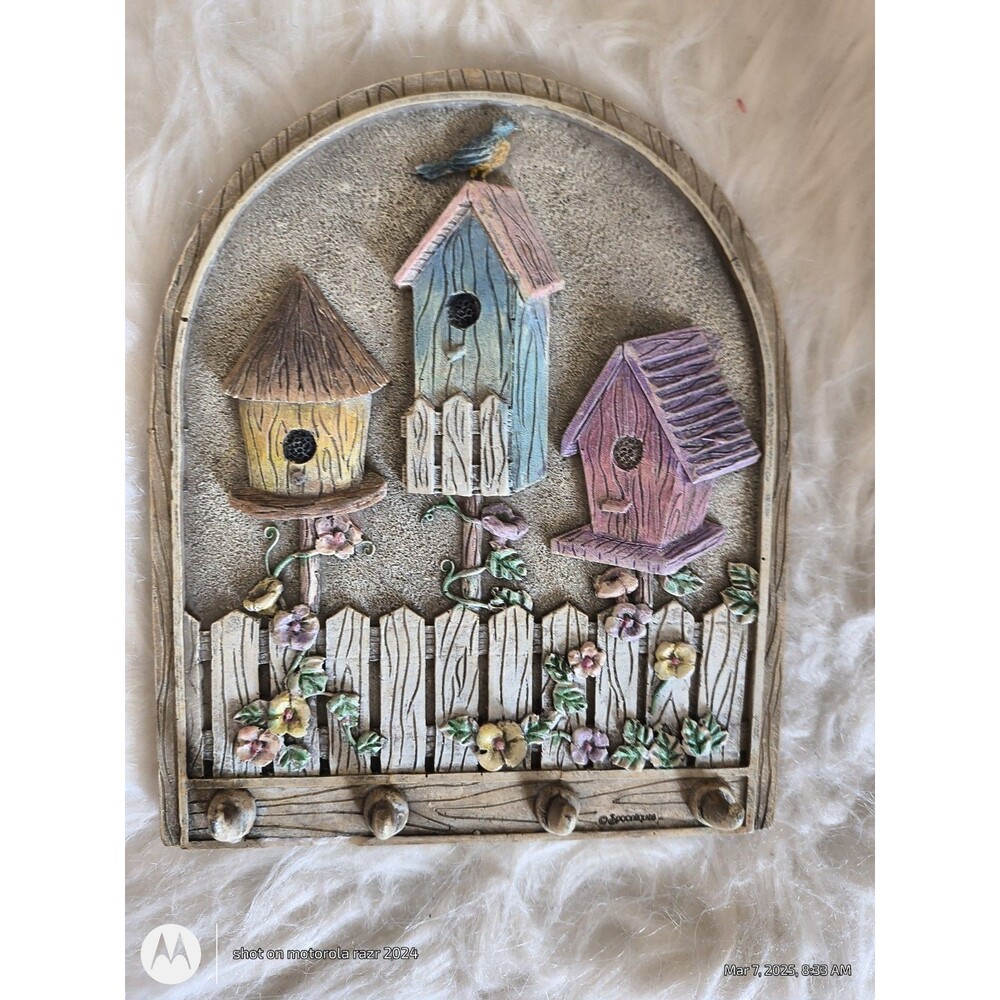 Decorative Key Hook Rack by Spoonliques – Birdhouses & Floral Garden Design Grey